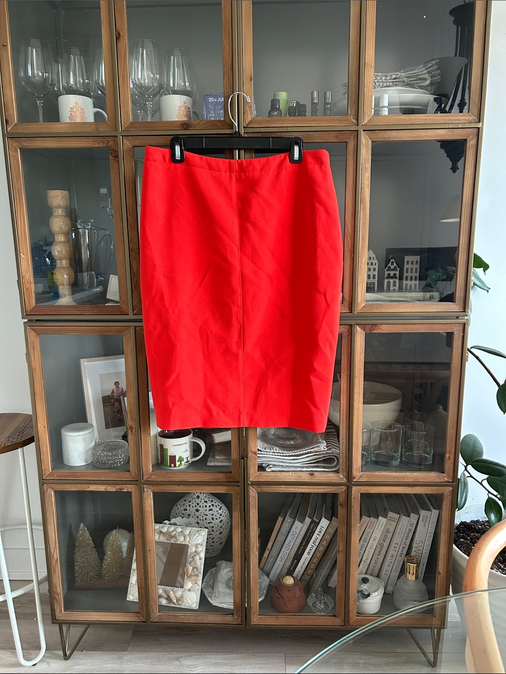 Sandra Angelozzi / Femme de Carriere Bright Orange Red Pencil Skirt